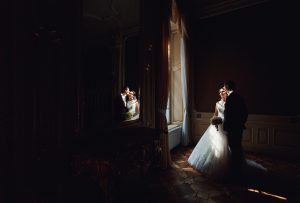 Bride and Groom at the window